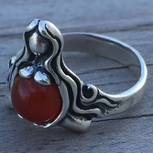 Goddess of Abundance Ring .925 Sterling Silver w/ genuine Carnelian made in USA